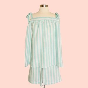 NWT Stoney Clover Lane Linen Blend Striped Short 2-Piece Set Size 4X